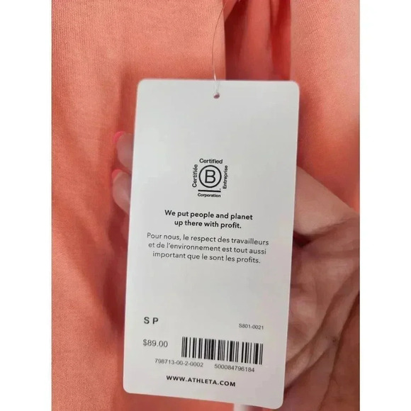 Athleta Willow V Neck Sweatshirt Orange Salmon Size Small New With Tags - Picture 3 of 6